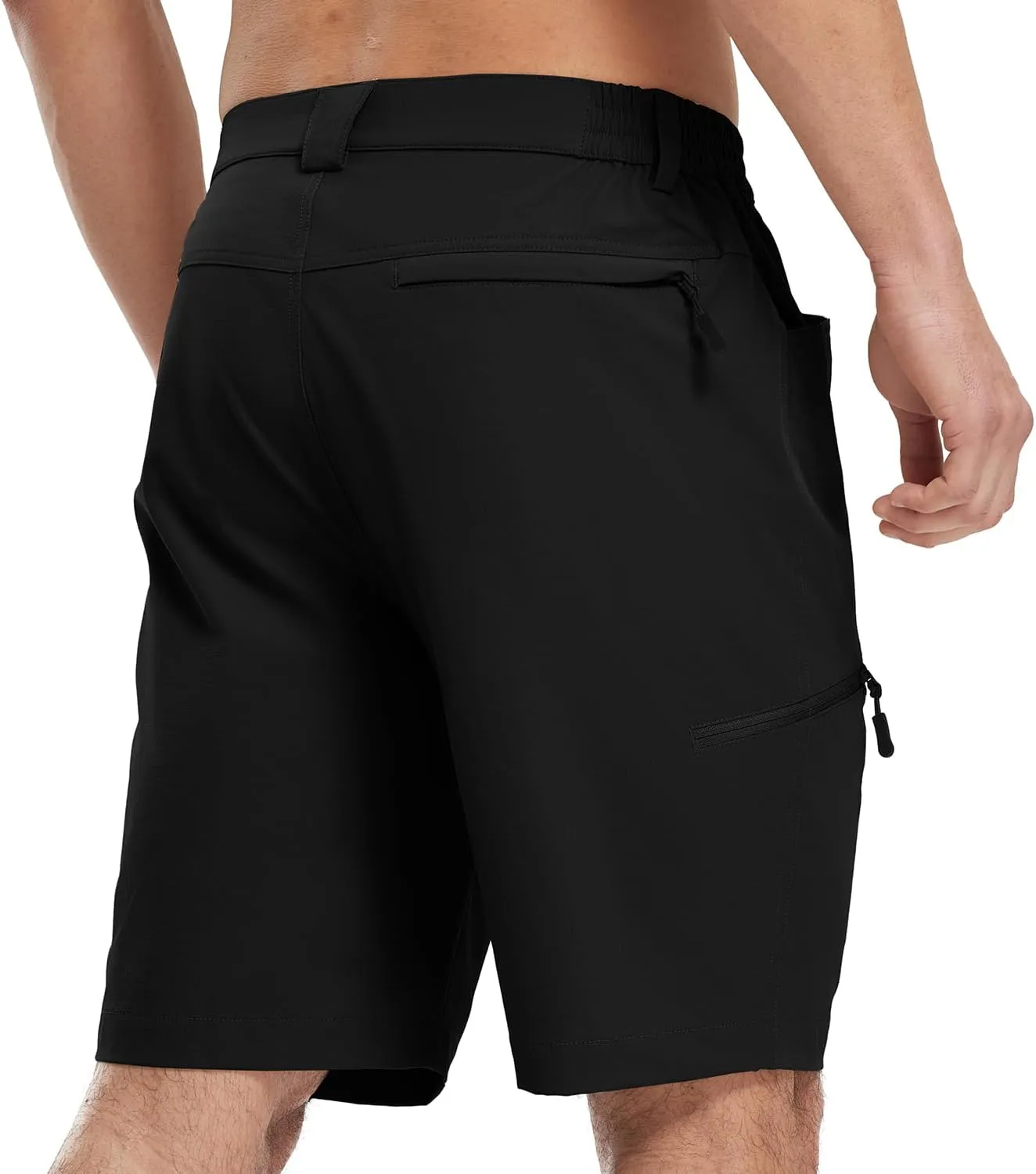 Rdruko Men's 9 Golf Shorts Stretch 4 Pockets Dress Shorts Elastic Waist Casual Flat Front Quick Dri Work Hiking Zip Cargo