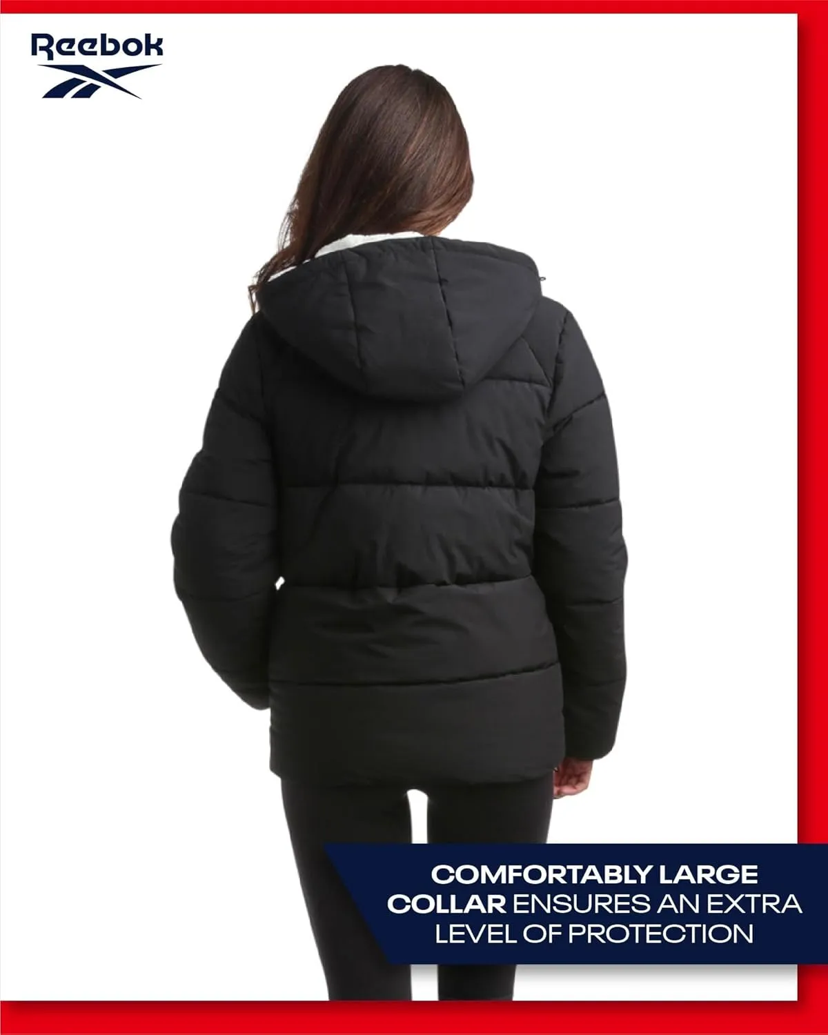 Reebok Women's Puffer Jacket - Comfort Stretch Zip Up Hooded Jacket with Fur Lining - Warm Quilted Jackets for Women (S-XL)