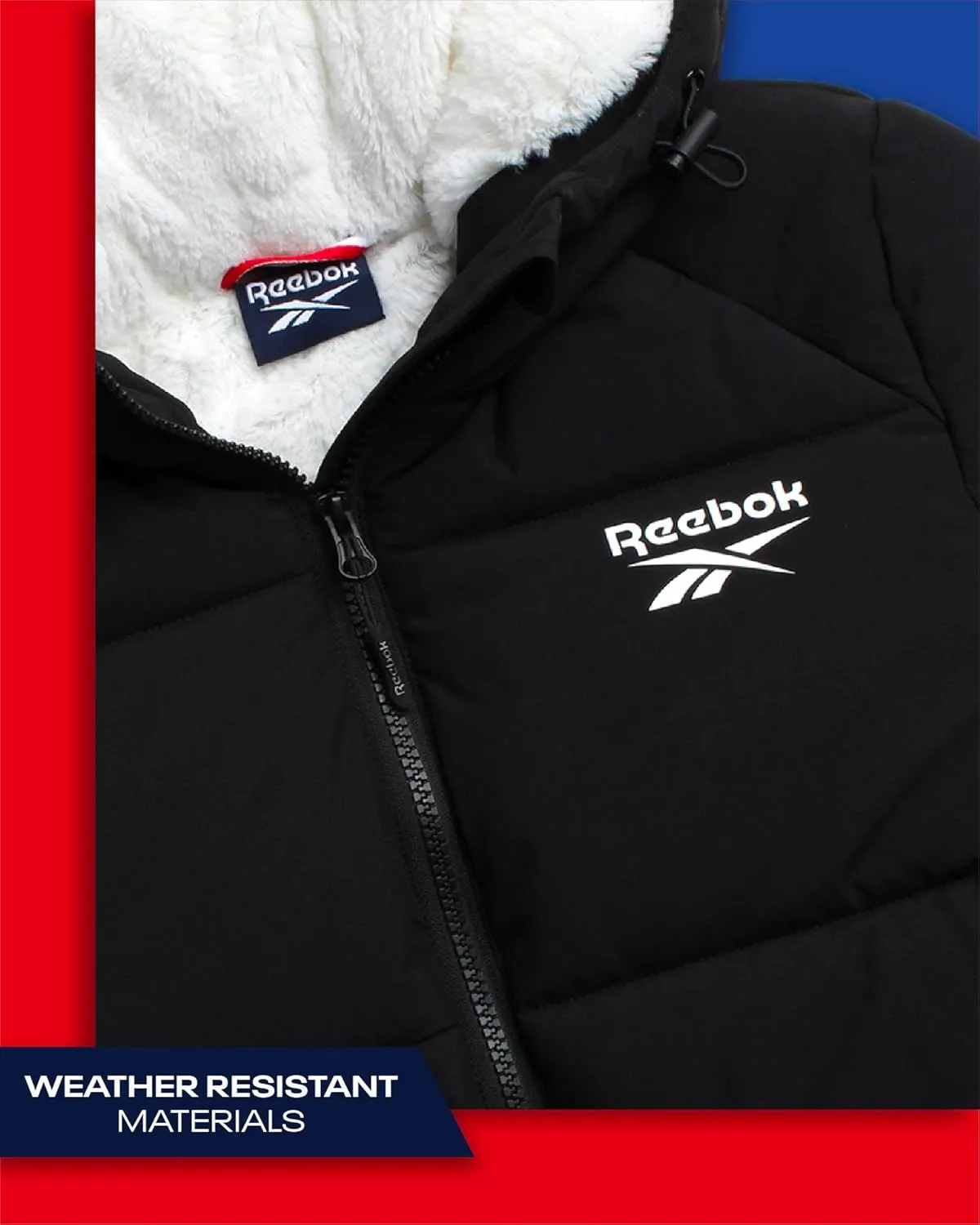 Reebok Women's Puffer Jacket - Comfort Stretch Zip Up Hooded Jacket with Fur Lining - Warm Quilted Jackets for Women (S-XL)