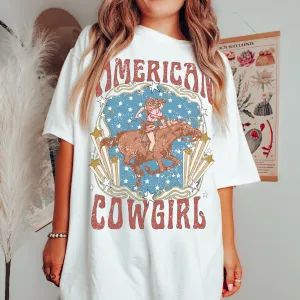 Retro American Cowgirl Rodeo Comfort Colors Graphic T-shirt