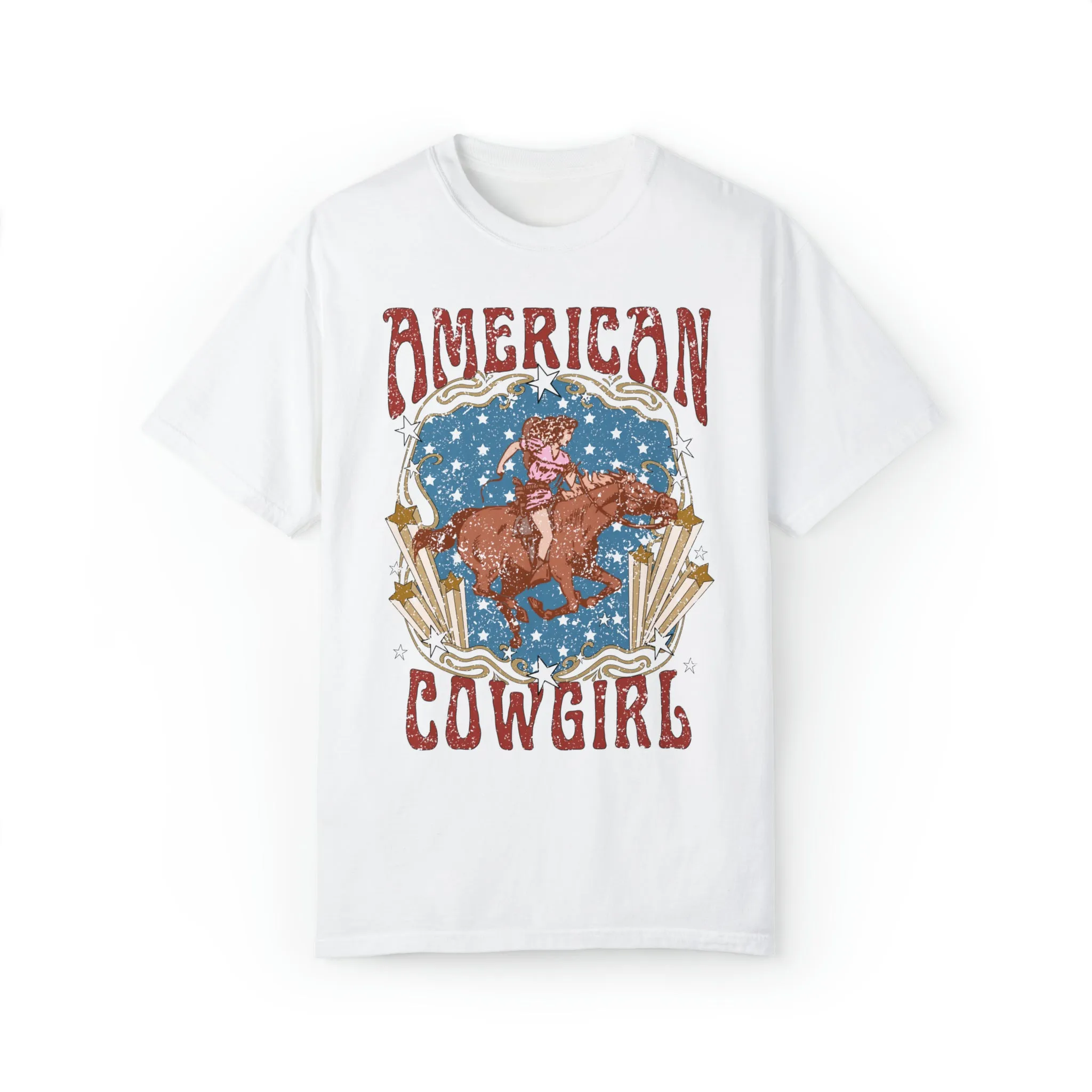 Retro American Cowgirl Rodeo Comfort Colors Graphic T-shirt