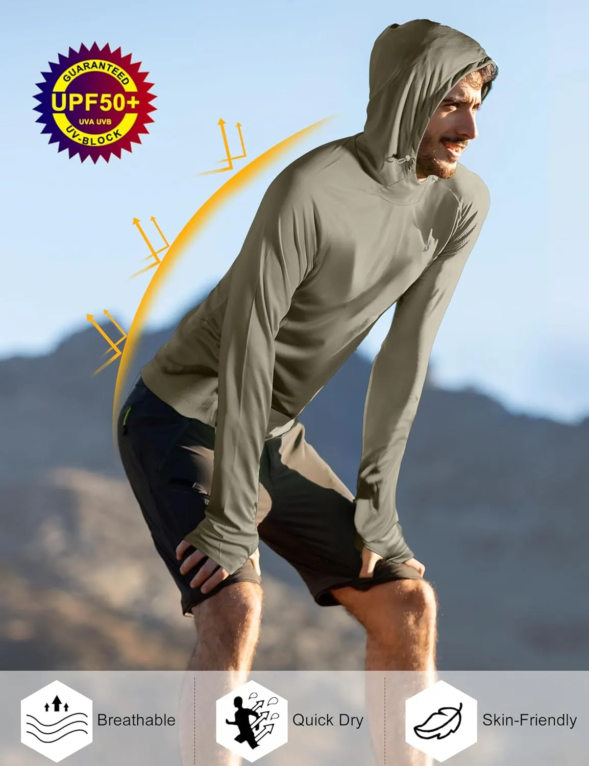 Roadbox UPF 50  Sun Protection Hoodie Shirt - Outdoor Fishing SPF UV Long Sleeve Shirts
