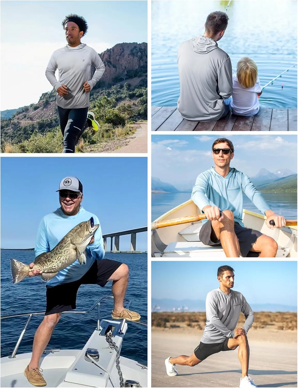 Roadbox UPF 50  Sun Protection Hoodie Shirt - Outdoor Fishing SPF UV Long Sleeve Shirts