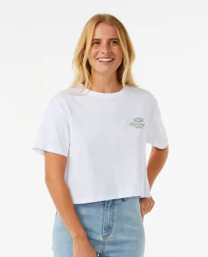 Rolling Curl Crop Tee - Optical White