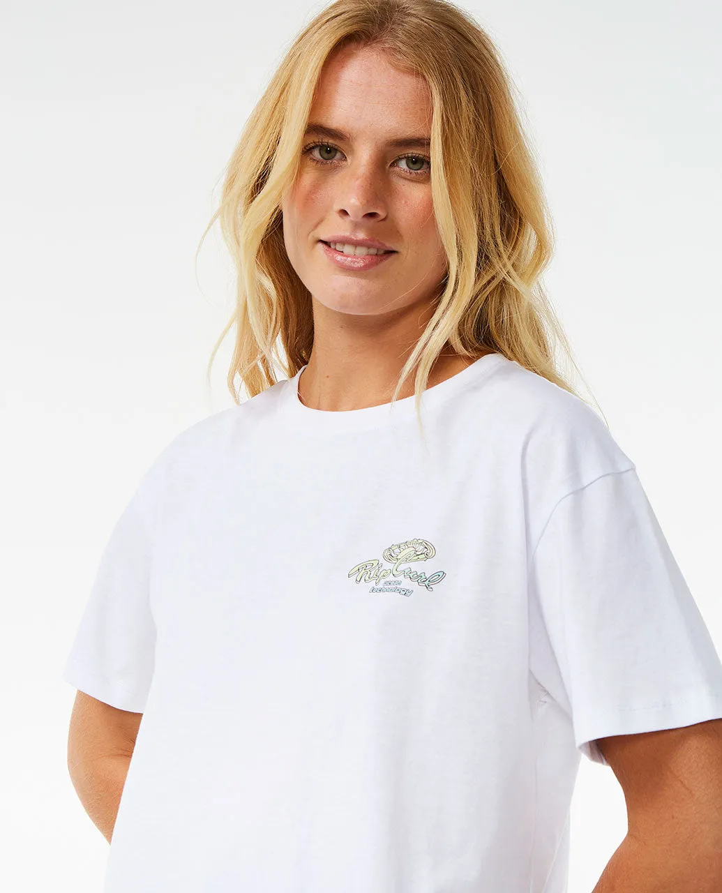 Rolling Curl Crop Tee - Optical White