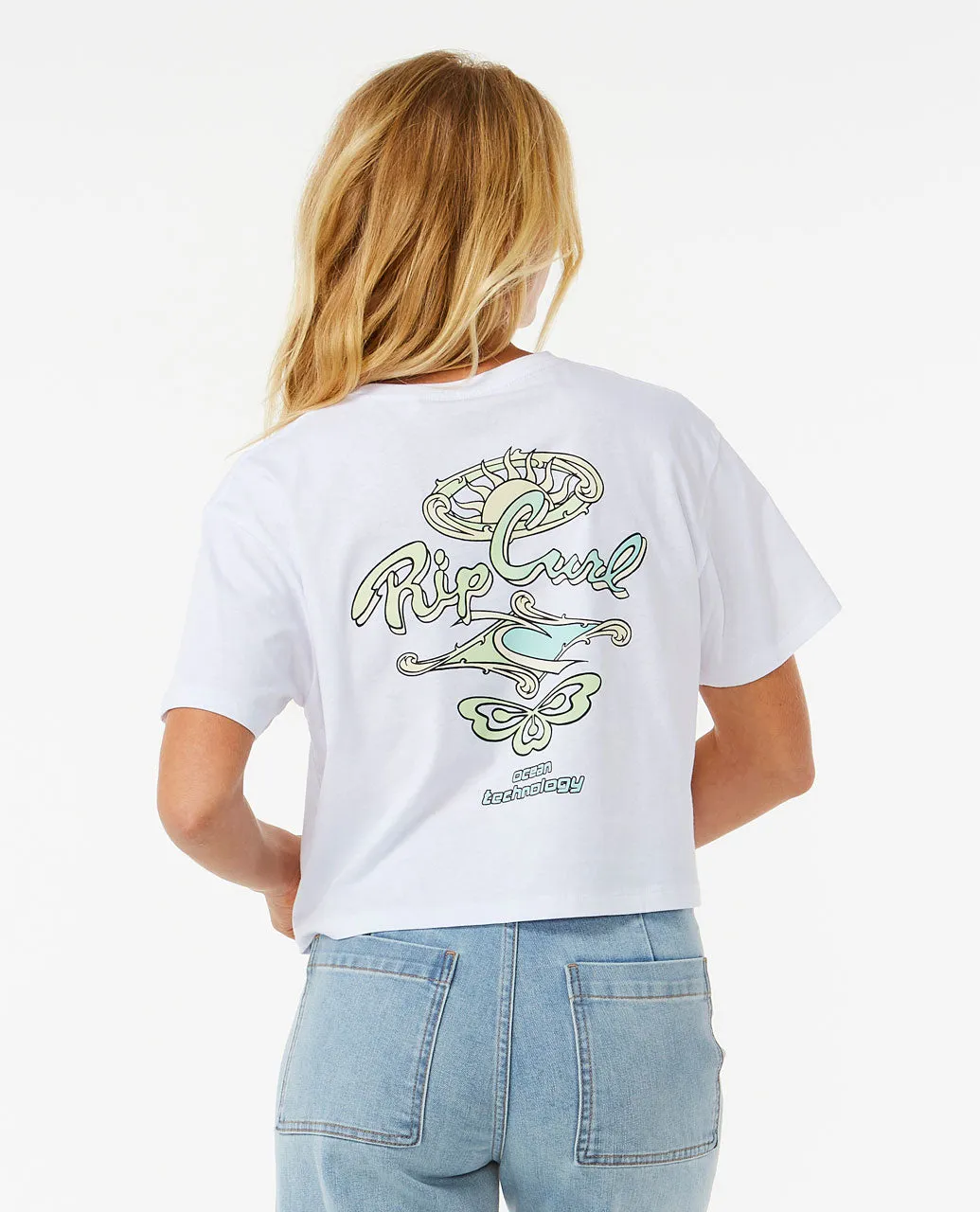 Rolling Curl Crop Tee - Optical White