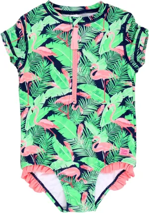 RuffleButts Girls One Piece Rash Guard Baby Swimsuit UPF 50  Sun Protection