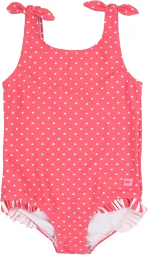RuffleButts Girls UPF50  Sun Protection Tie Shoulder/Cross Back One Piece Swimsuit