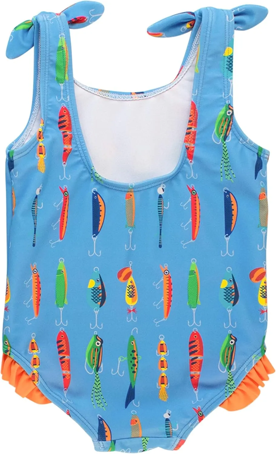 RuffleButts Girls UPF50  Sun Protection Tie Shoulder/Cross Back One Piece Swimsuit