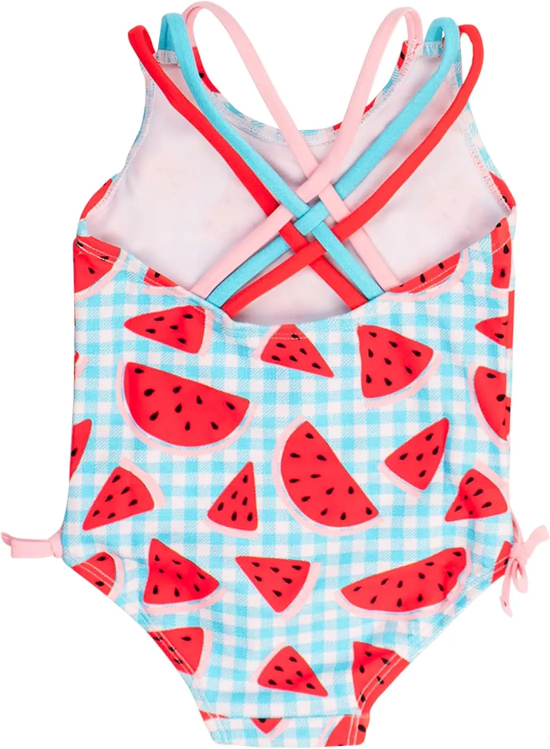 RuffleButts Girls UPF50  Sun Protection Tie Shoulder/Cross Back One Piece Swimsuit