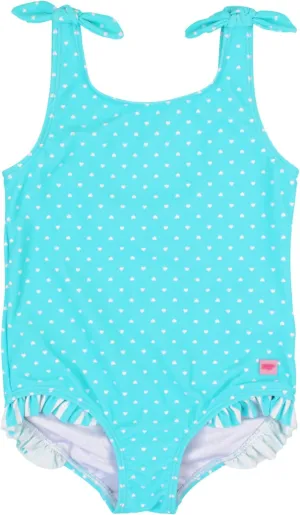 RuffleButts Girls UPF50  Sun Protection Tie Shoulder/Cross Back One Piece Swimsuit