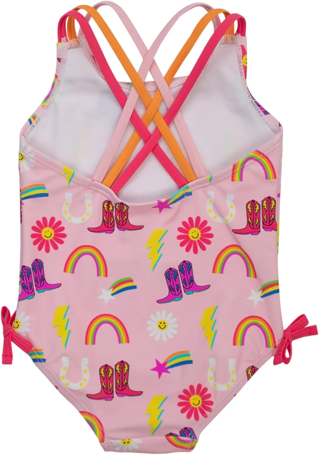 RuffleButts Girls UPF50  Sun Protection Tie Shoulder/Cross Back One Piece Swimsuit