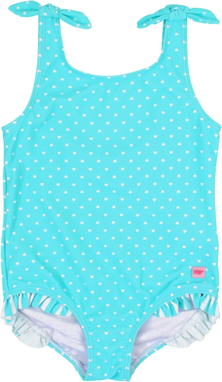 RuffleButts Girls UPF50  Sun Protection Tie Shoulder/Cross Back One Piece Swimsuit