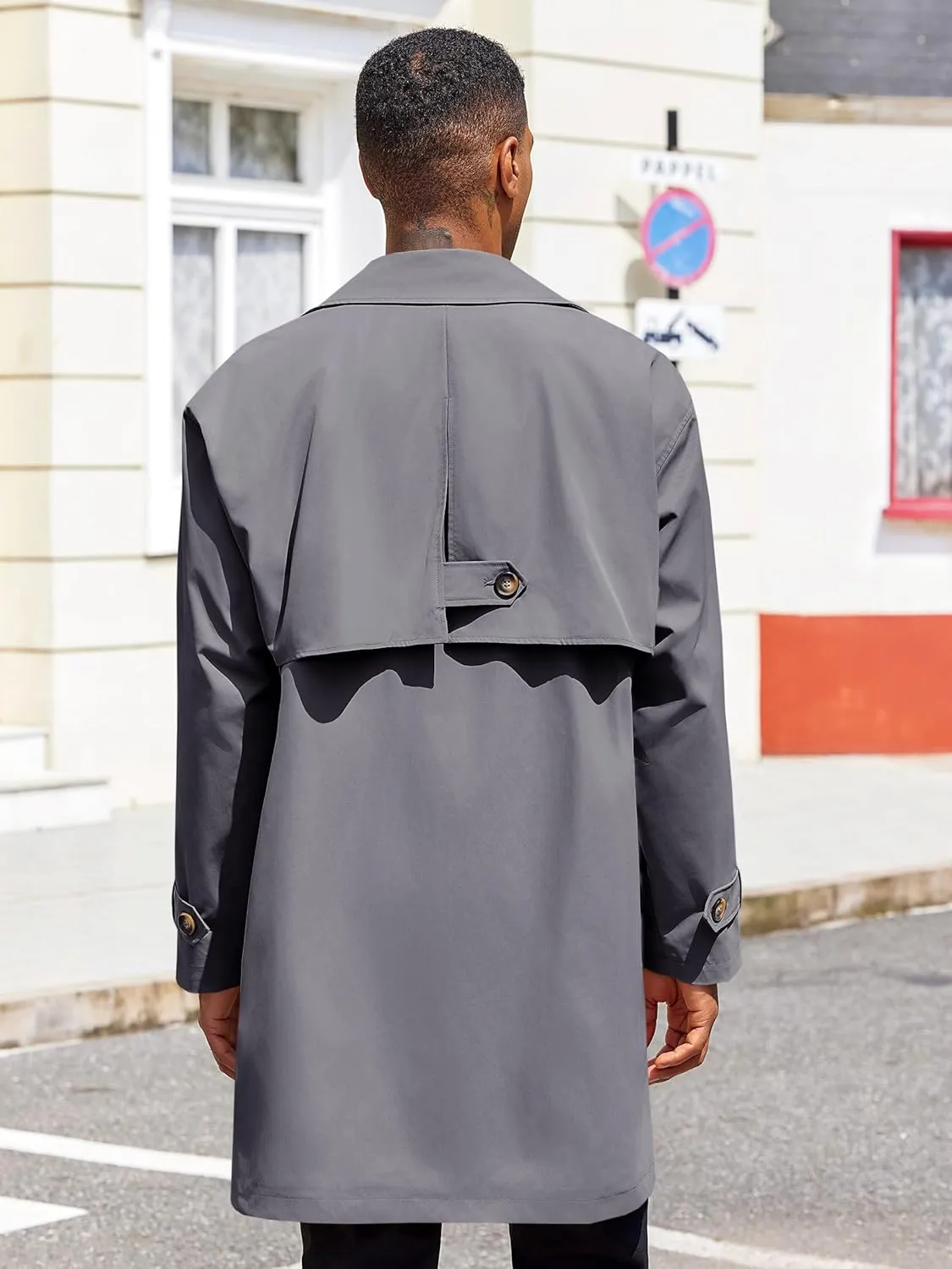 Runcati Mens Trench Coat Single Breasted Slim Fit Mid Long Jackets Casual Fall Windbreaker Overcoat