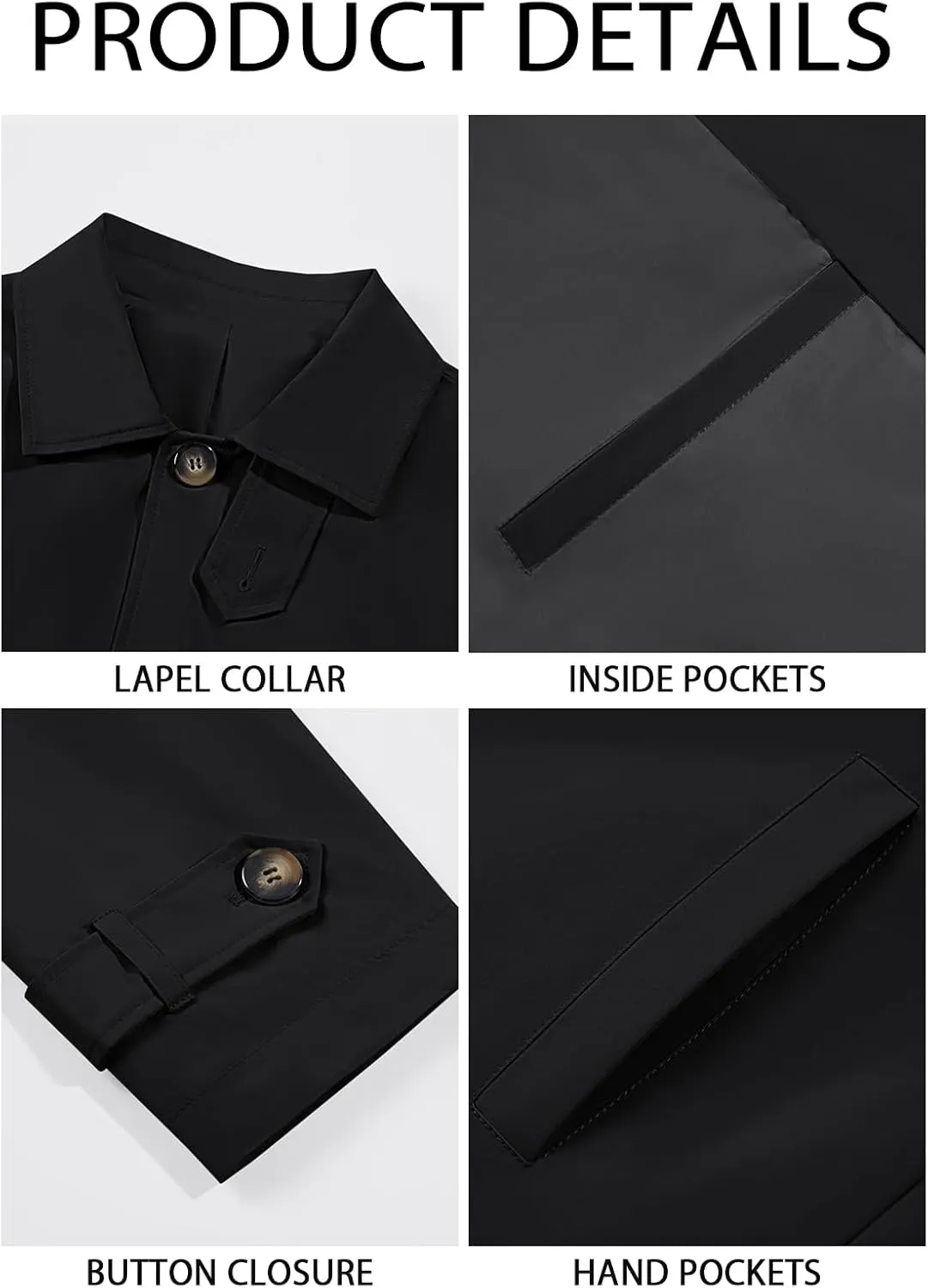 Runcati Mens Trench Coat Single Breasted Slim Fit Mid Long Jackets Casual Fall Windbreaker Overcoat