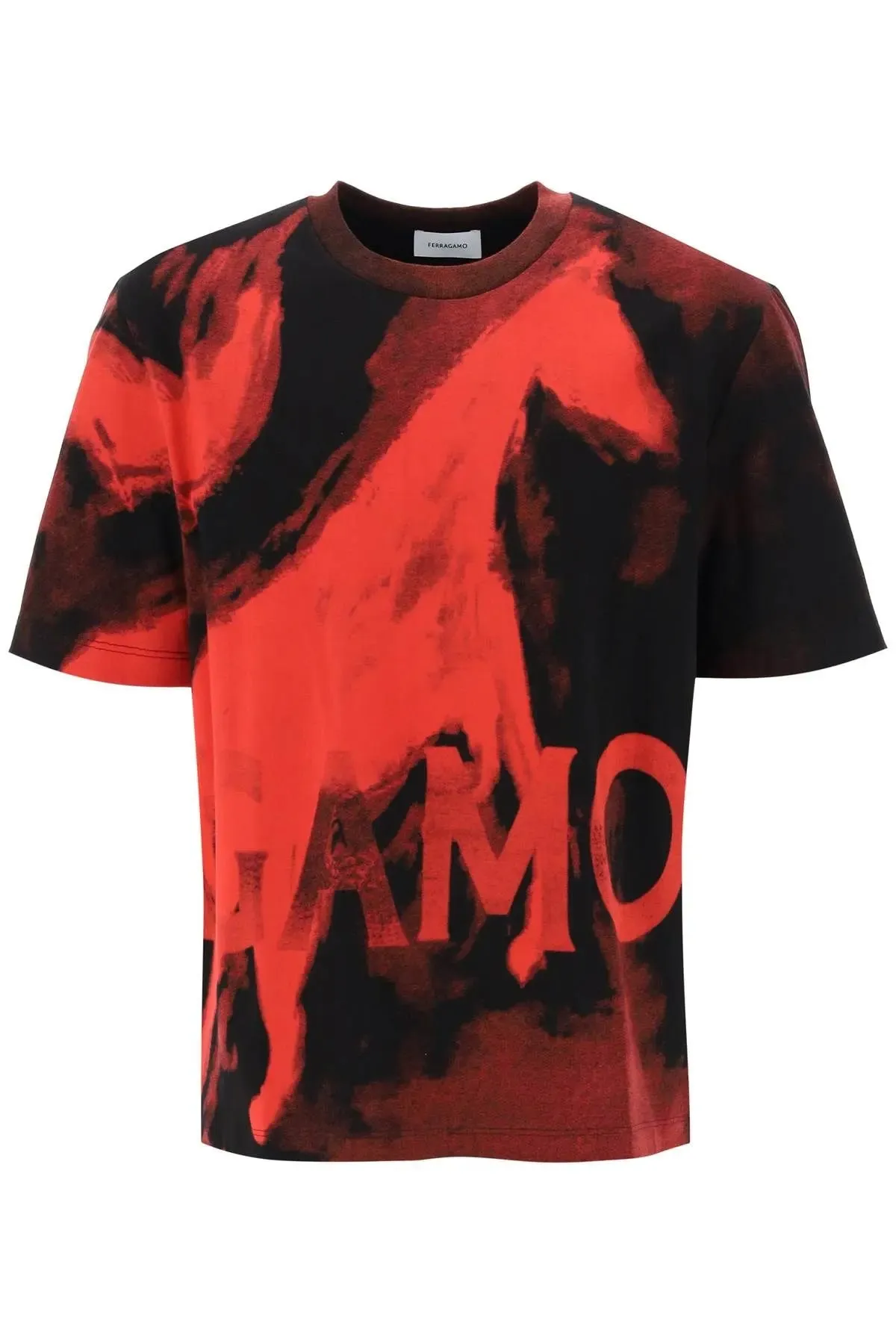 Salvatore Ferragamo Red Mustang Print T-Shirt