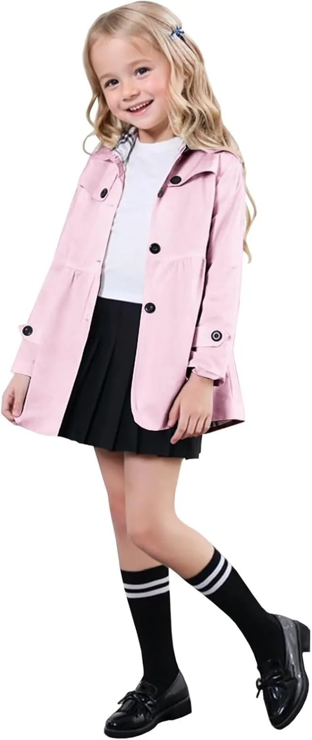 SANGTREE Girl's Waterproof Trench Coat Hooded Lightweight Rain Jackets