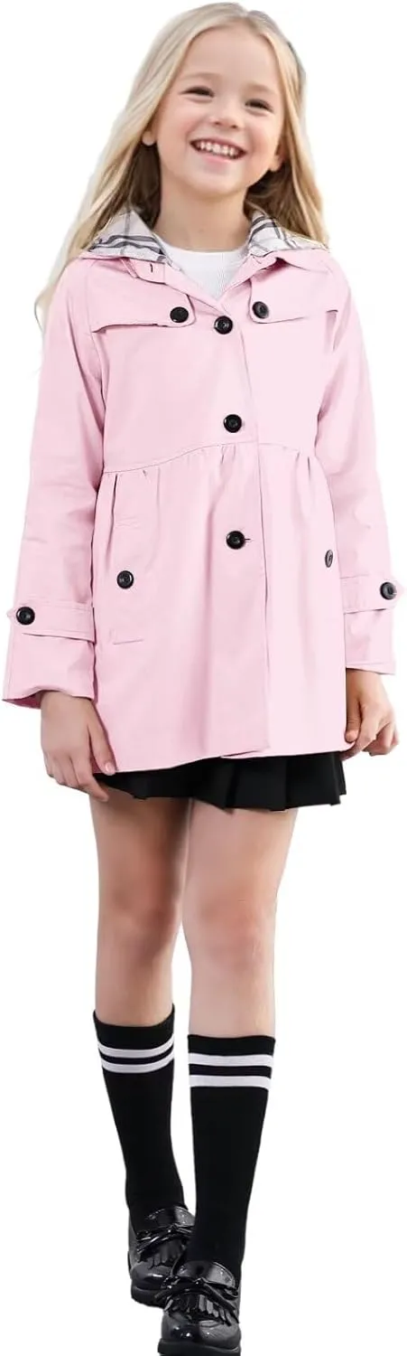 SANGTREE Girl's Waterproof Trench Coat Hooded Lightweight Rain Jackets