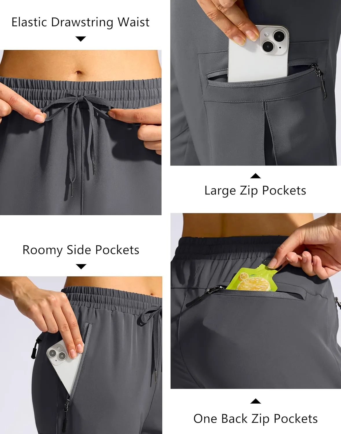 SANTINY Women's 10'' Lightweight Hiking Cargo Shorts with 5 Zipper Pockets Quick Dry Summer Long Travel Golf Shorts for Women