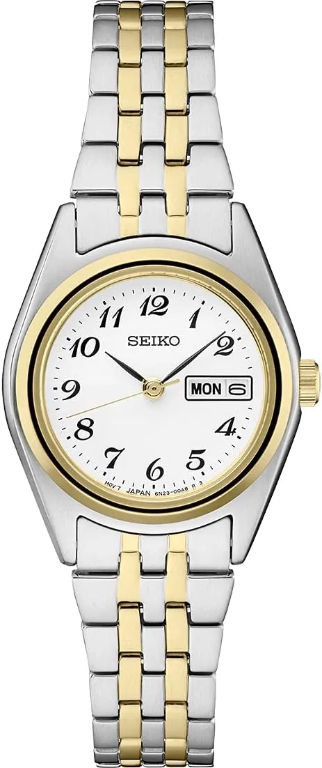 SEIKO Watch for Women - Essentials - Day/Date Calendar, and Two-Tone Stainless Steel Case, 100m Water-Resistant