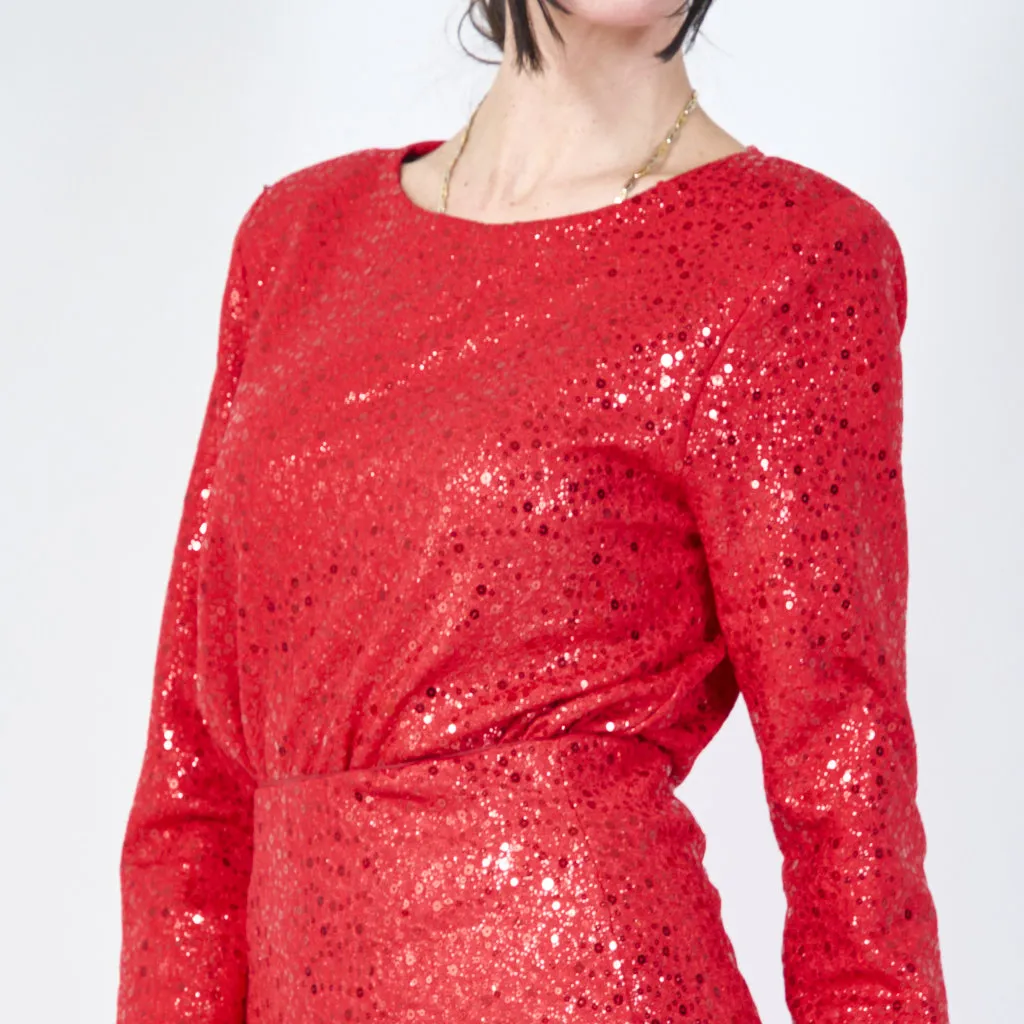 Sequin long-sleeve crop top wholesale