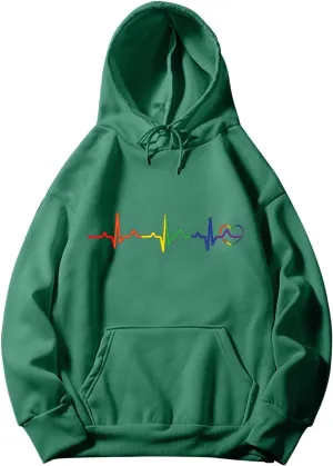 SHAOBGE Plain Hoodies Women Casual Solid Color Hooded Love Printed Hooded Pockets Sweatshirt Sweatshirts for Women Long