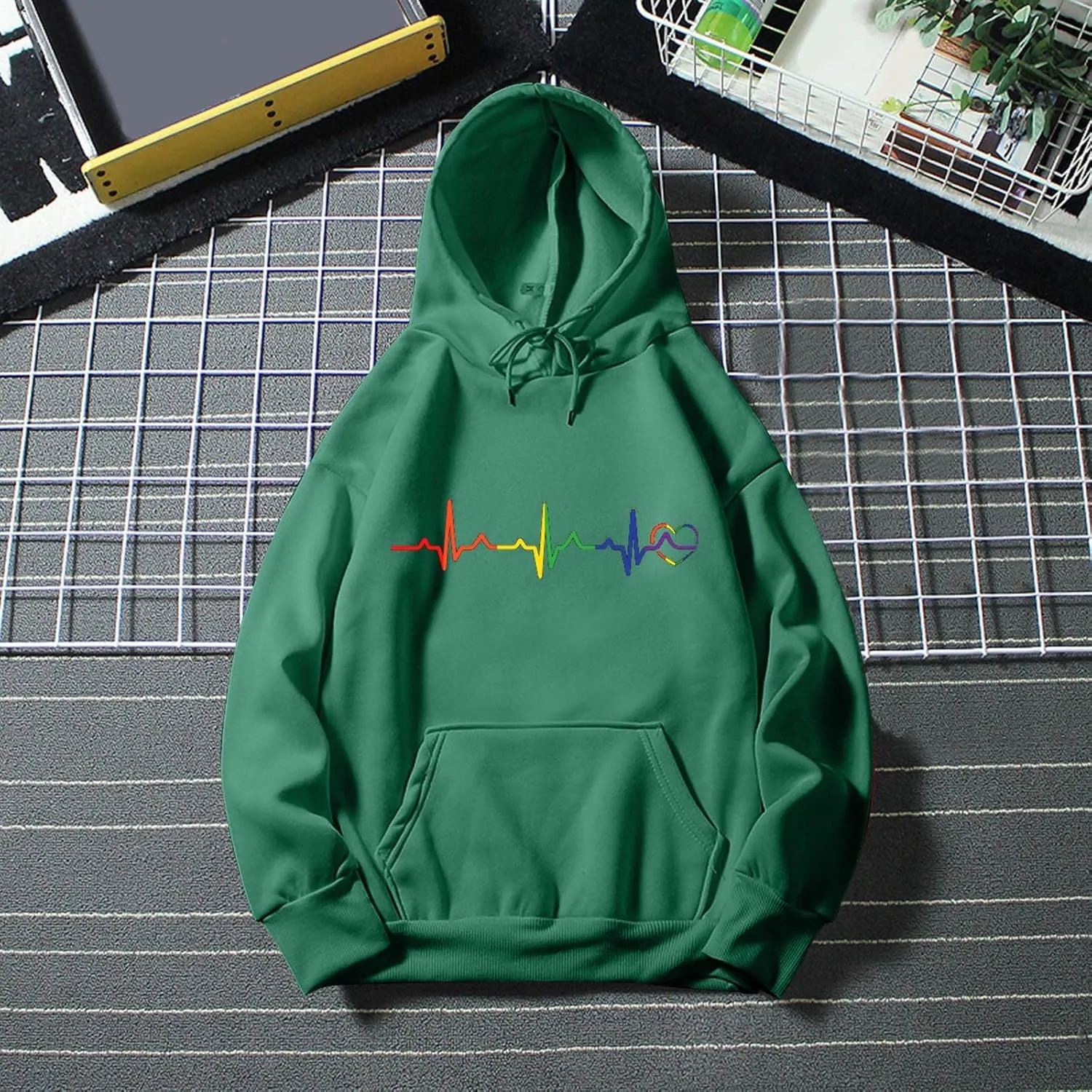 SHAOBGE Plain Hoodies Women Casual Solid Color Hooded Love Printed Hooded Pockets Sweatshirt Sweatshirts for Women Long