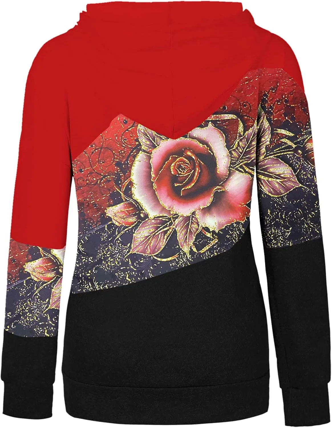 SHAOBGE Sweatshirts Baggy Women's Patchwork Floral Printed Sweatshirts Hoodie Casual Long Sleeve Women Hooded Sweatshirt