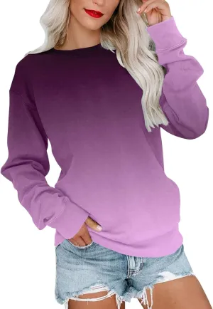 SHAOBGE Womens Fall Crewneck Sweatshirt Light Weight Casual Long Sleeve Oversized Sweatshirt Cute Pullover Fit Hoodies Tops