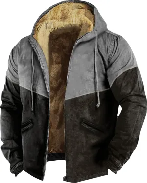 Sherpa Hoodie Men Winter Coat Plus Size Fleece Lined Jacket Hoodie Full Zip Thicken Warm Sweatshirt Outwear