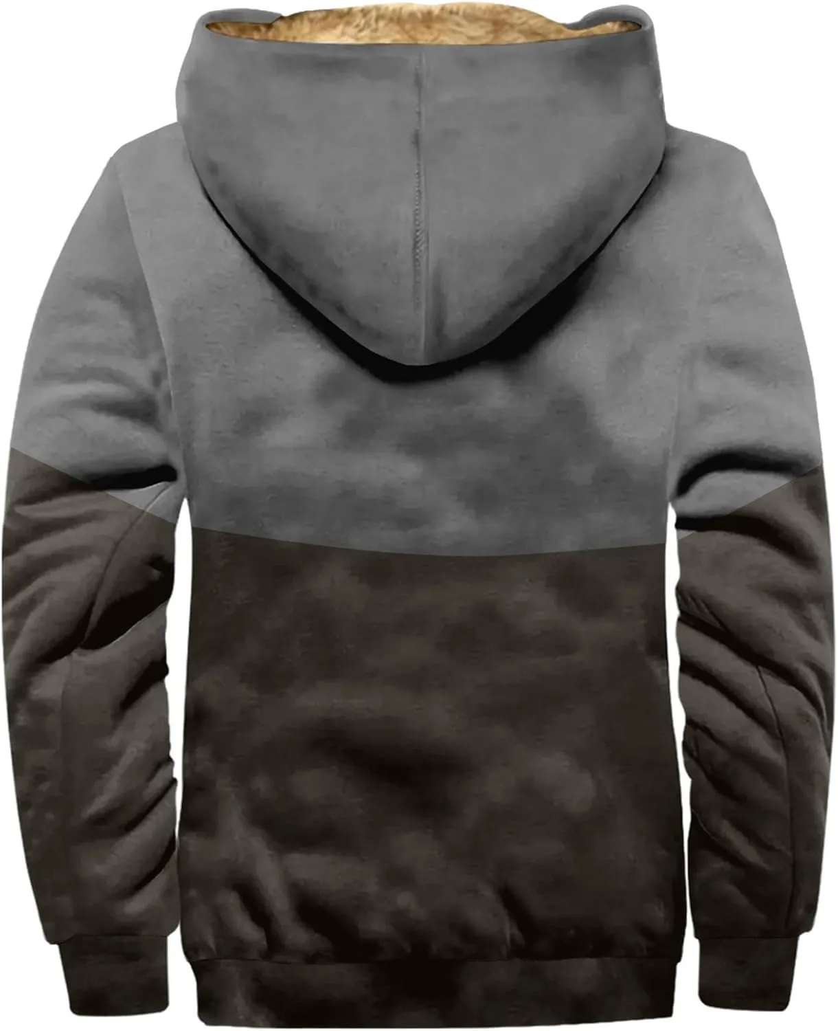 Sherpa Hoodie Men Winter Coat Plus Size Fleece Lined Jacket Hoodie Full Zip Thicken Warm Sweatshirt Outwear