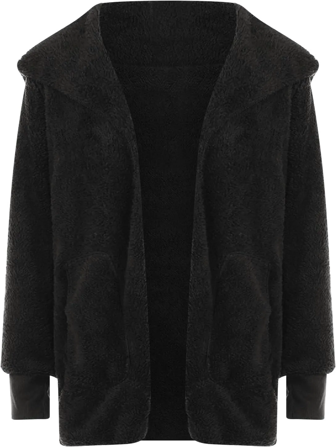 Sherpa Jacket Women Oversized Hooded Fuzzy Fleece Jackets with Pocket Warm Cozy Hoodie Cardigan Coat Plus Size