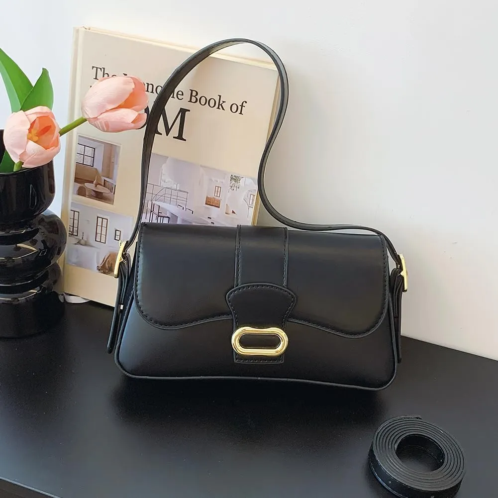 Shoulder Bag for Women Closure Flap Handbag PU Leather Zipper Clutch Bag Solid Color Satchel Purse Travel Shopping