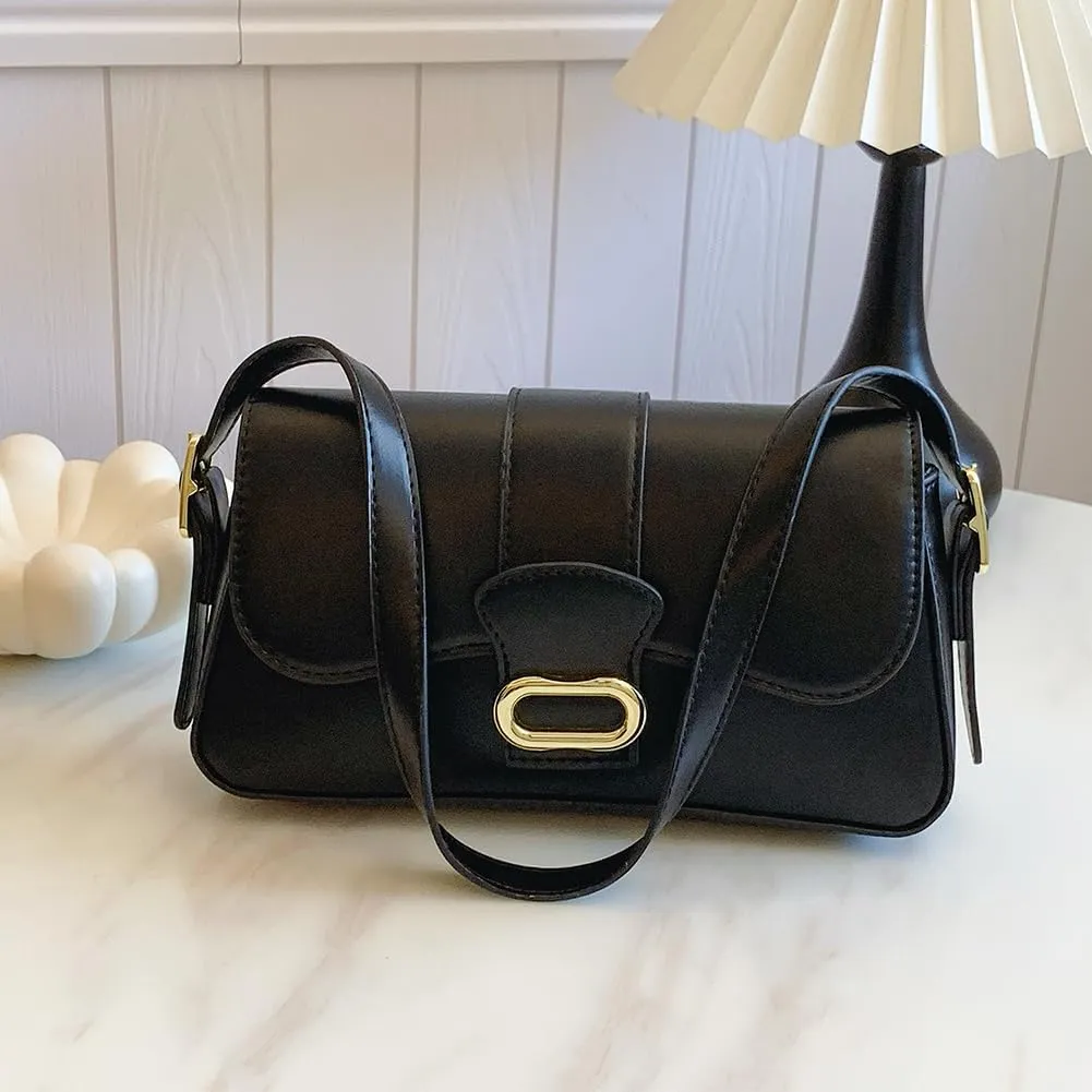 Shoulder Bag for Women Closure Flap Handbag PU Leather Zipper Clutch Bag Solid Color Satchel Purse Travel Shopping