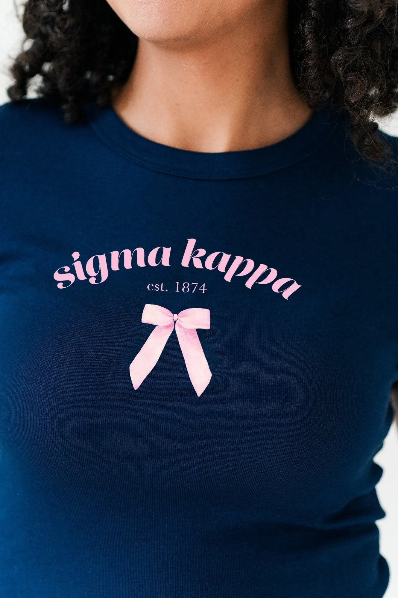 Sigma Kappa Coquette Bow - Ribbed Crop Top