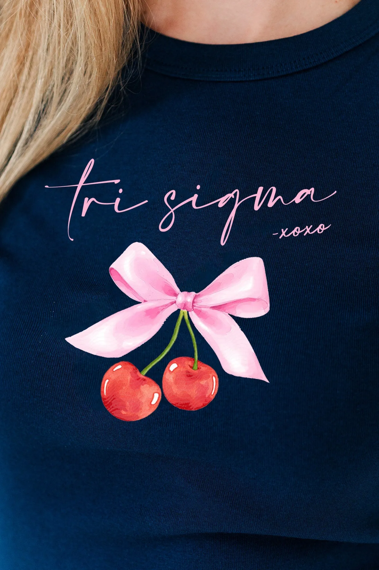 Sigma Sigma Sigma Cherry XOXO Ribbed Crop Top - Tri Sigma