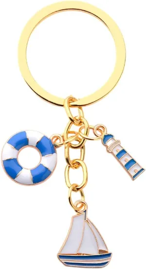 Silver Sailing Themed Keychain Gifts for Sailor, Captain, Couple, Women, Men, Birthday, Christmas, Appreciation, Thank You