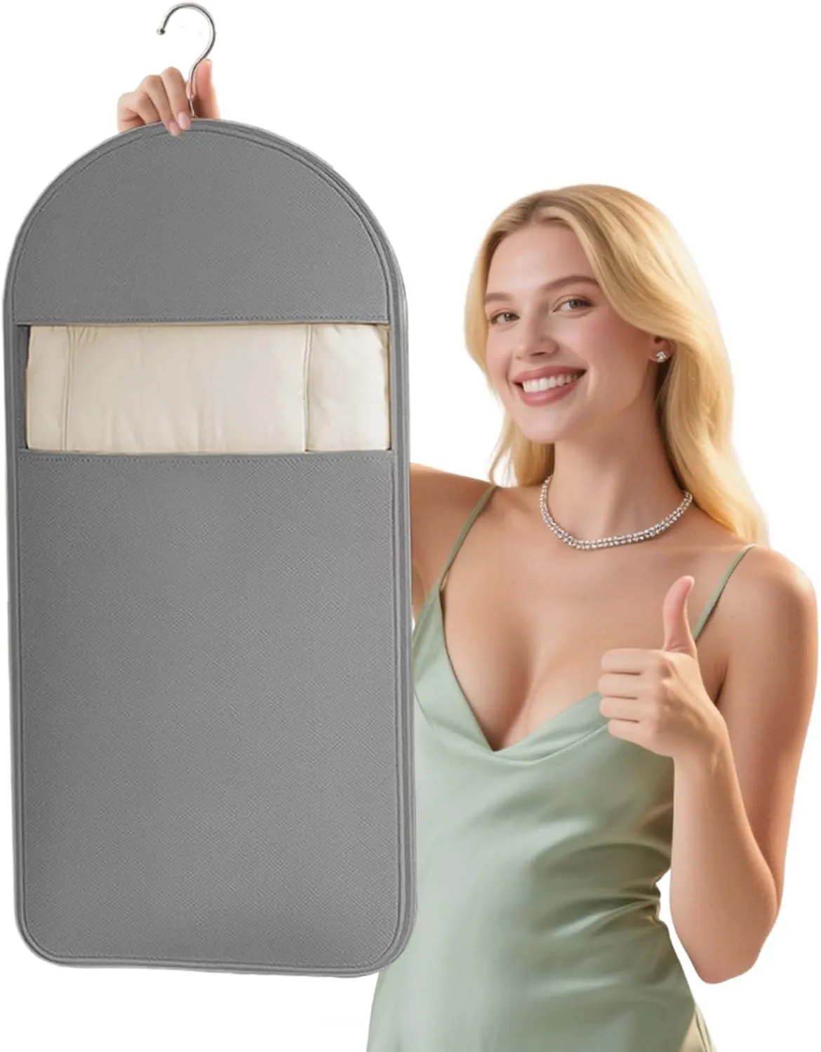 Space Saving Hanging Garment Bag with Self Compression Zipper, Transparent Dust Cover, Closet Organizer for Coats, Suits, Down Jackets & Seasonal Clothes(Gray,X-Large)