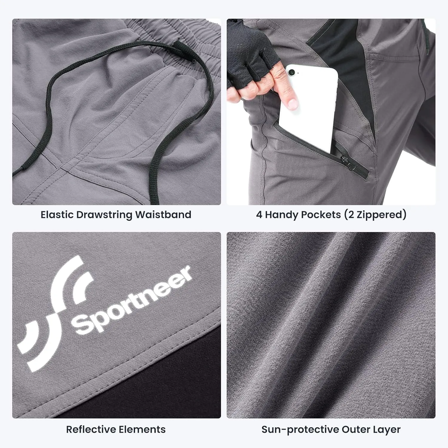 Sportneer Bike Shorts for Men: 3D Padded Lightweight Riding Biking Cycling Mountain Bike Shorts for Men with Zipper Pockets