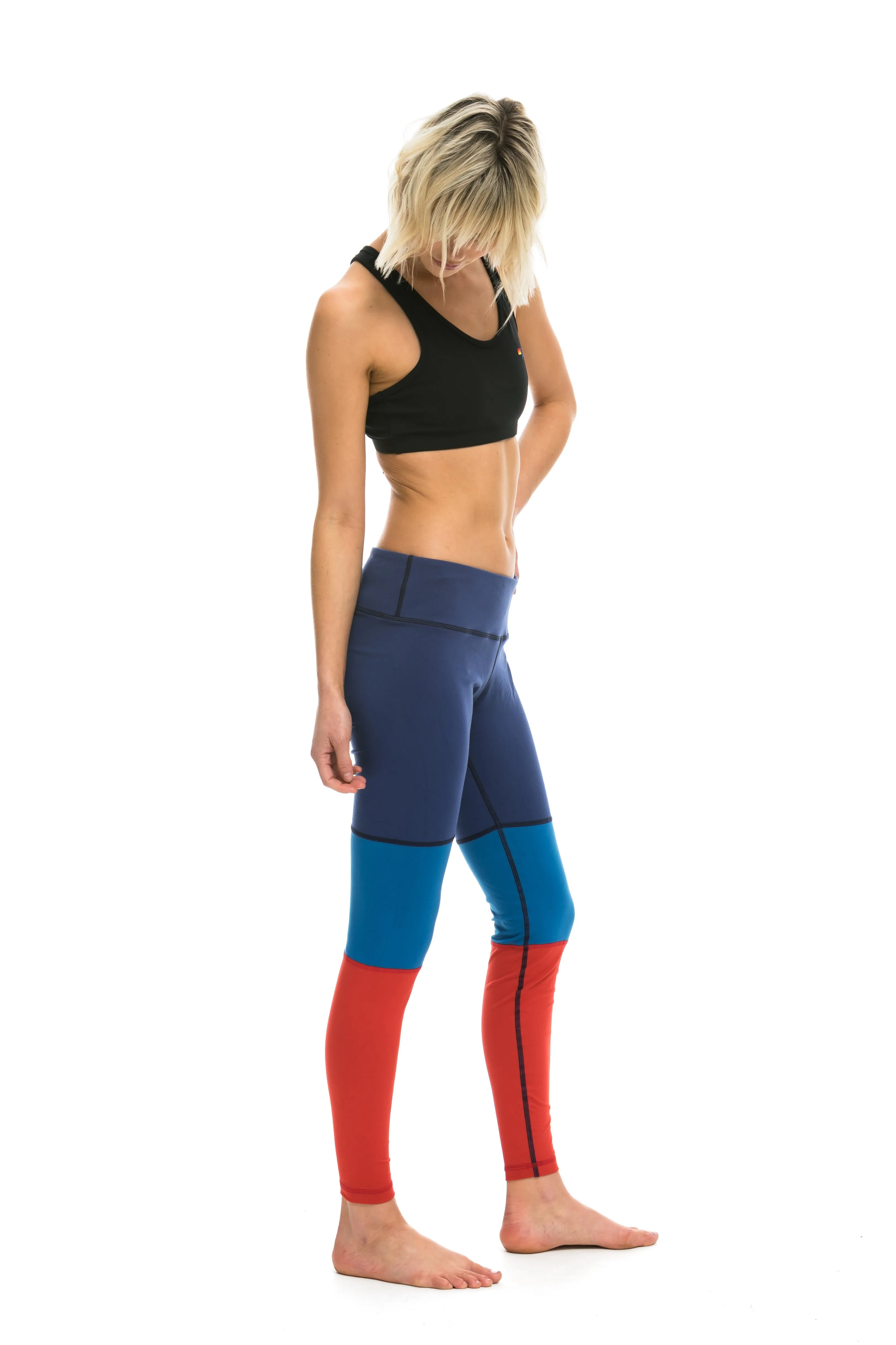 SPRINTER FULL LENGTH LEGGINGS - POSEIDON / CARIBBEAN / RED