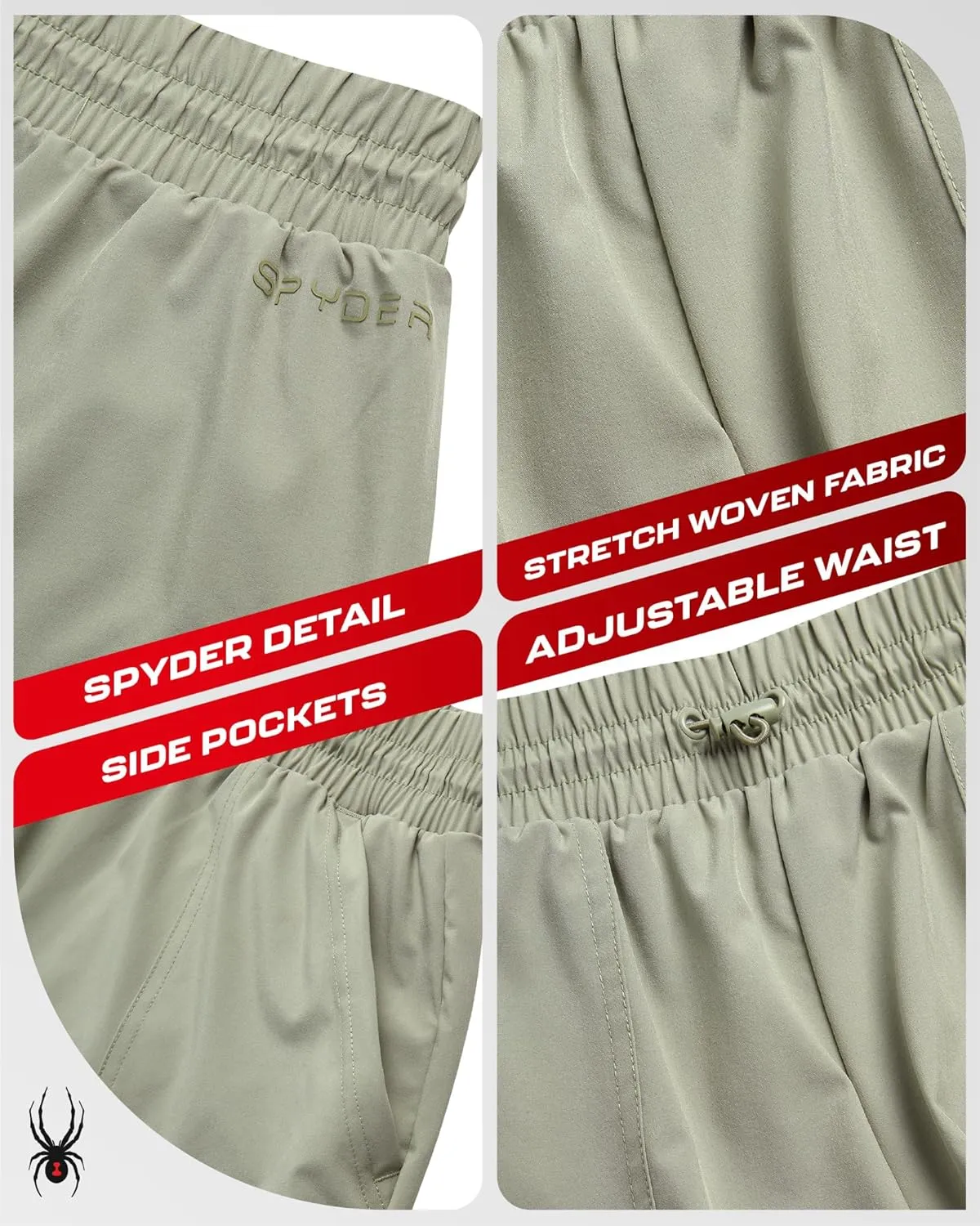 Spyder Womens Athletic Shorts - Stretch Woven Running Shorts for Women with Liner & Elastic Waist for Hiking Gym Casual Wear