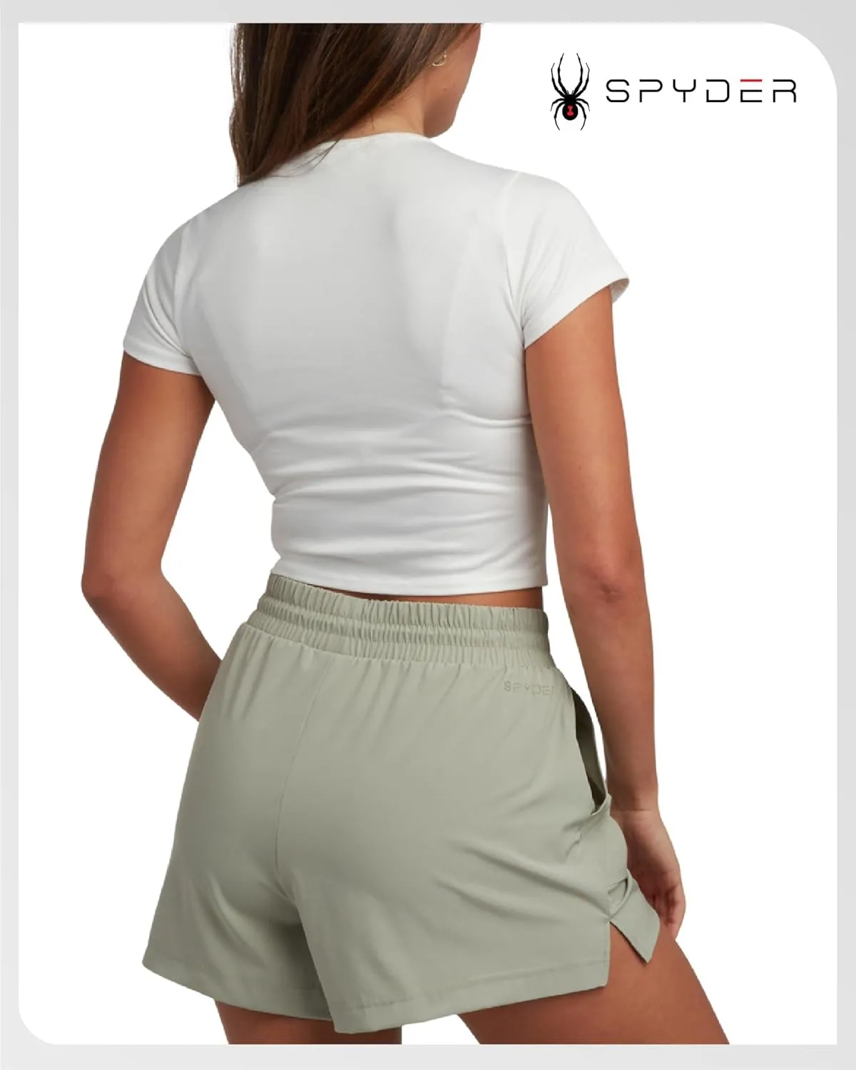 Spyder Womens Athletic Shorts - Stretch Woven Running Shorts for Women with Liner & Elastic Waist for Hiking Gym Casual Wear