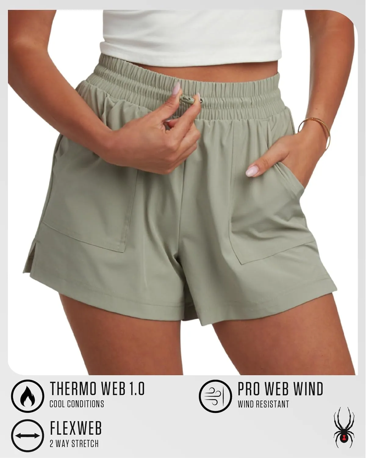 Spyder Womens Athletic Shorts - Stretch Woven Running Shorts for Women with Liner & Elastic Waist for Hiking Gym Casual Wear