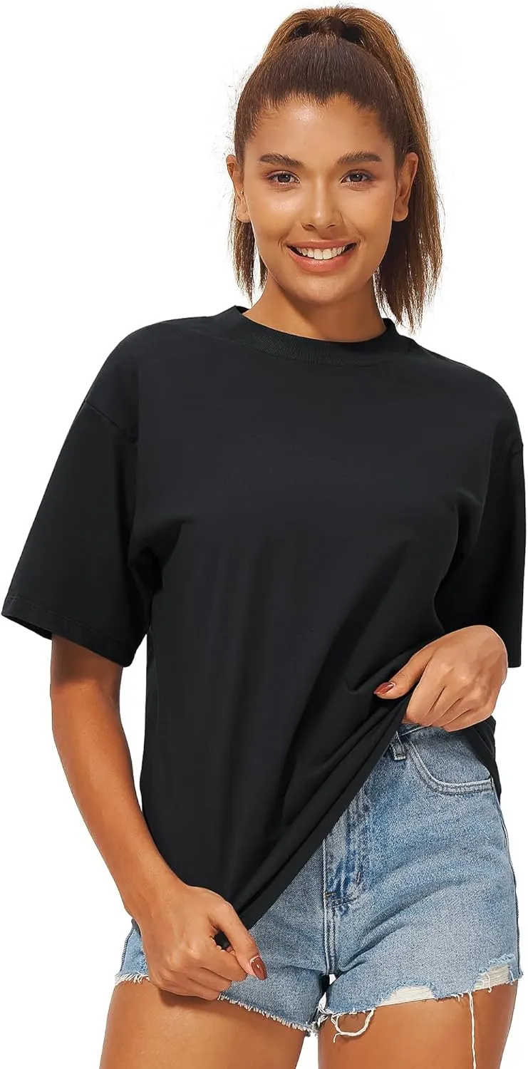 Stelle Women Cotton T-Shirts Oversized Crewneck Short Sleeve Summer Casual Tops Unisex Adult