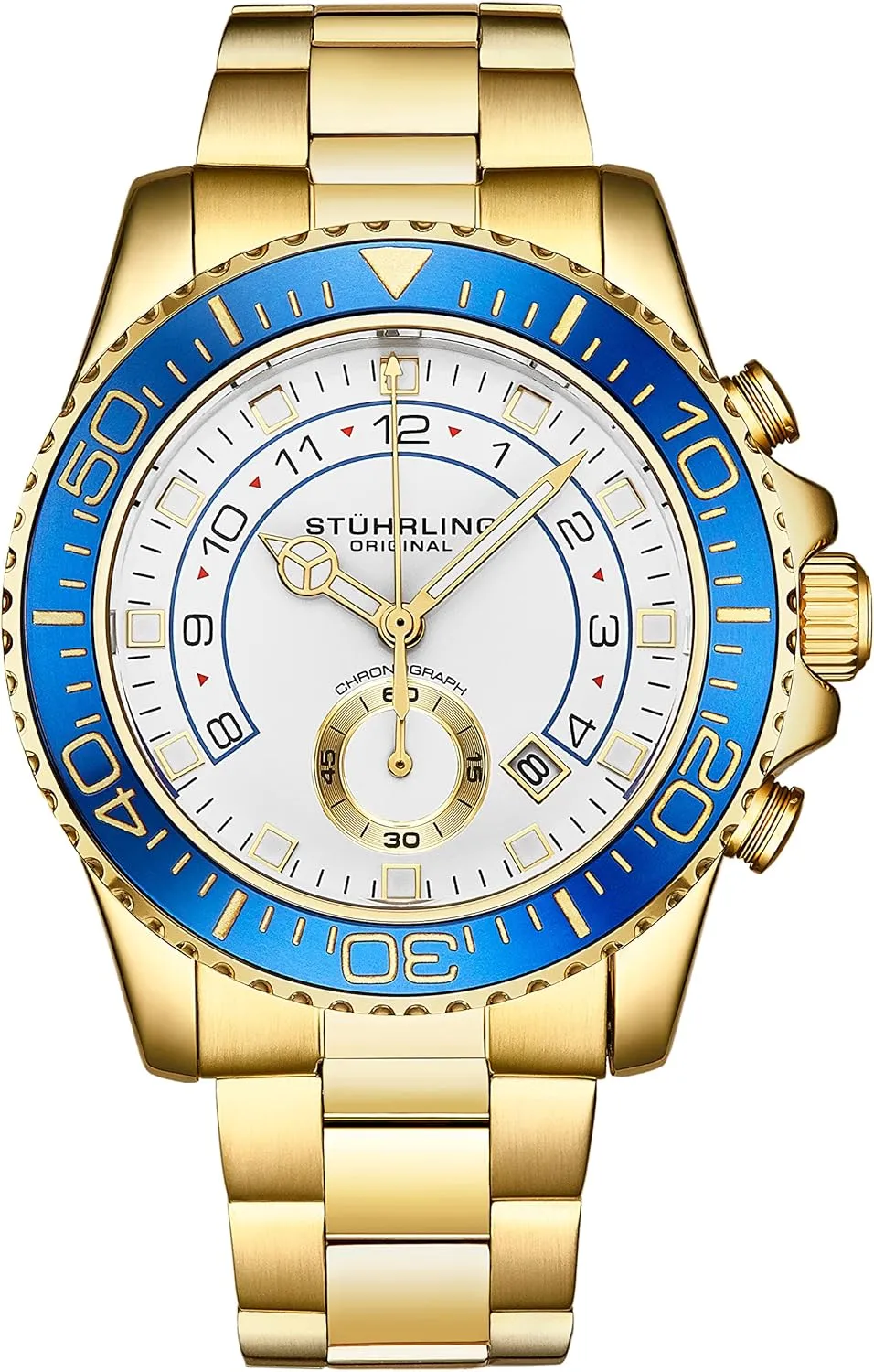 Sthrling Original Men's Chronograph Dive Watch with Stainless Steel Bracelet Quickset Date Screw Down Crown Water Resistant up to 10 ATM