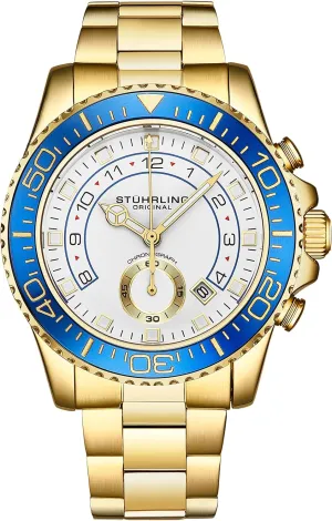 Sthrling Original Men's Chronograph Dive Watch with Stainless Steel Bracelet Quickset Date Screw Down Crown Water Resistant up to 10 ATM
