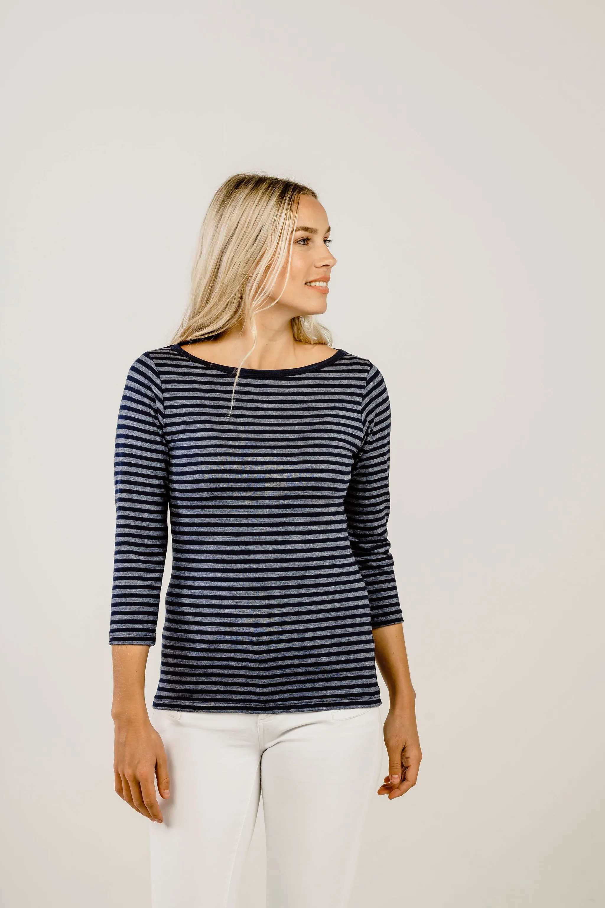 Striped Merino Boat Neck Shirt