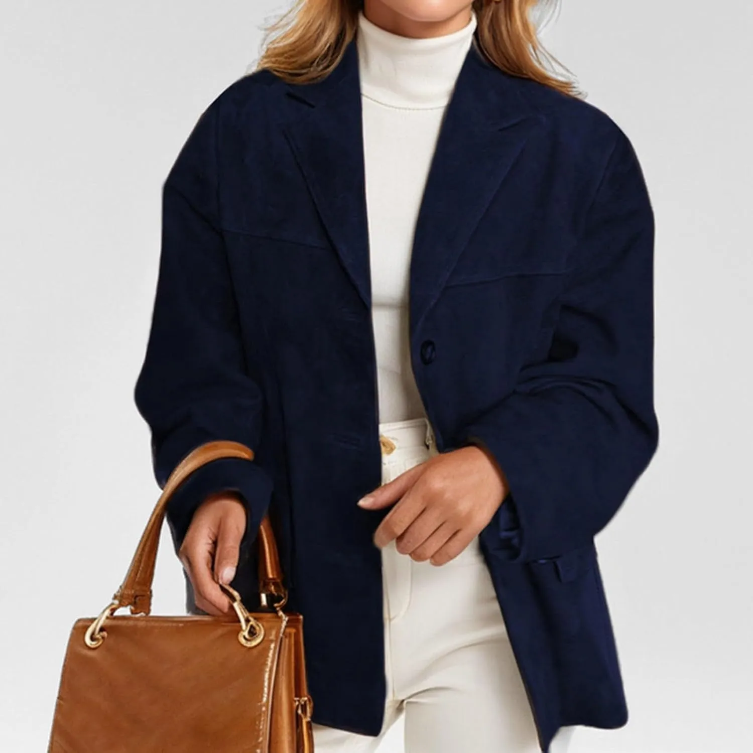 Suede Jackets for Women 2024 Brown Faux Leather Jacket Old Money Aesthetic Suede Blazer Y2K Outerwear Winter Coat