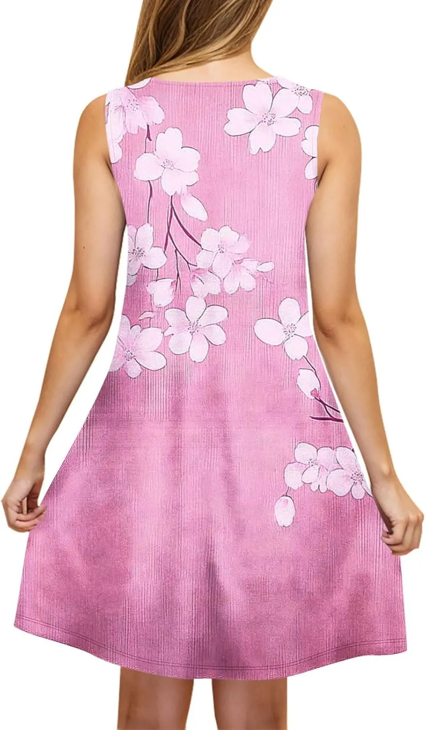 Summer Dresses for Women 2025 Boho Floral Sleeveless Midi Dress Pleated Flowy Dress Casual Loose Beach Outfits