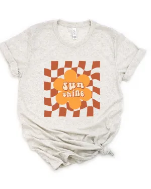 Sun Shine Checkered Short Sleeve Graphic Tee | Oatmeal